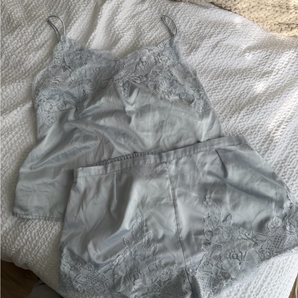 Blue Silk Pajamas size small
